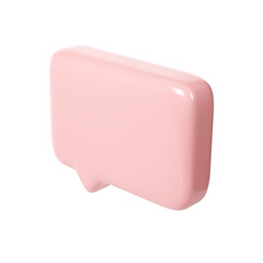 3D pink text bubble frame. Social media online platform concept icon, communication on application. For Valentine, web design, wedding, sticker, greeting card