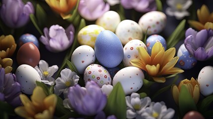 easter eggs with flowers, easter background, easter holiday, easter