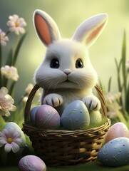 easter bunny and easter eggs, easter background, easter holiday, easter