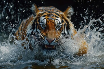 Fototapeta na wymiar tiger in a moment of action or emotion, conveying their strength, intelligence, or playfulness