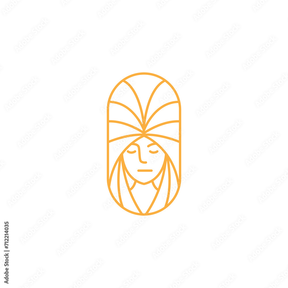 Sticker beauty women minimal icon logo design vector