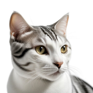 american shorthair cat isolated white background, Profile shot. ai generative
