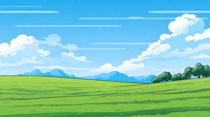 cartoon green landscape with hills and trees