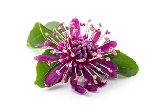 Isolated on a white background a gorgeous bergamot flower in red violet shade
