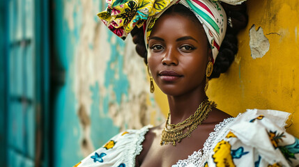 Fototapeta premium Cuban woman in traditional costume.