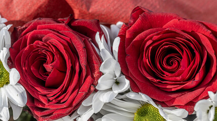 Close up view of red rose petals. St. Valentine's concept. St.Valentine's card
