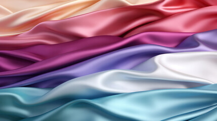 Obraz premium Elegant waves of satin fabric in a variety of colors gracefully draped to showcase texture and sheen.