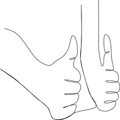 continuous line of businessman's hand shaking hands with coworker