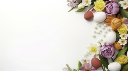 easter background with eggs and flowers, Easter background, Easter holiday