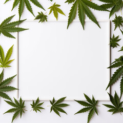 Frame with Cannabis leaves. Background with marijuana isolated on white background