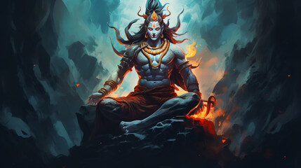 Lord Shiva Statue - obrazy, fototapety, plakaty