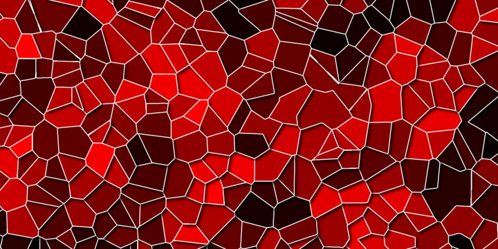 Abstract Light Royel red Broken Stained floor design with crack stone. Artful decoration of stone cubes in architectural design. Geometric hexagon tiles textured with cracked rock