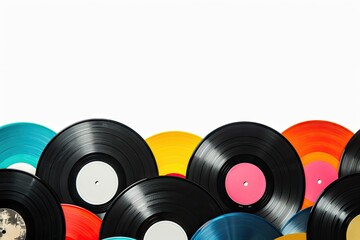 Colorful vinyl record border abstract music design labels made by me white background