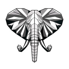 Vector illustration of an elephant head origami style on separate white background © rosangelaincusci