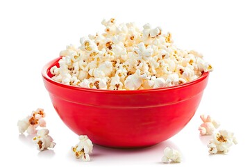 White isolated bowl of popcorn