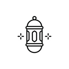 Muslim lantern line icon isolated on transparent background