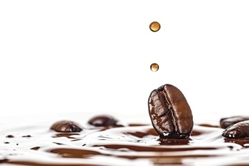 Isolated drop of coffee on white background