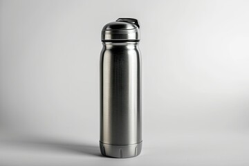 Unbranded thermos flask on white background