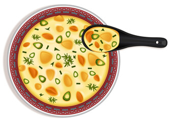Sweet Corn Soup Top View Vector Illustration 