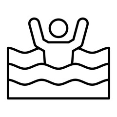   Drowning line icon