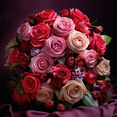 Large beautiful bouquet of red roses