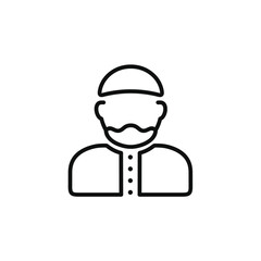 Muslim man line icon isolated on transparent background