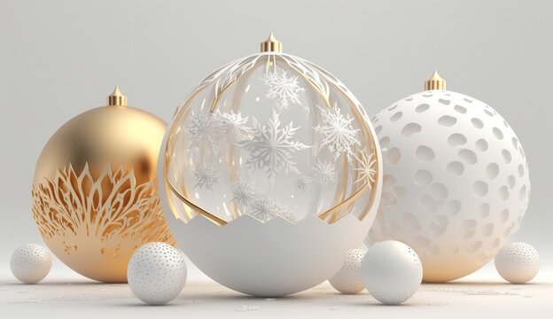 Modern sconce 3D golden and white ball lamp