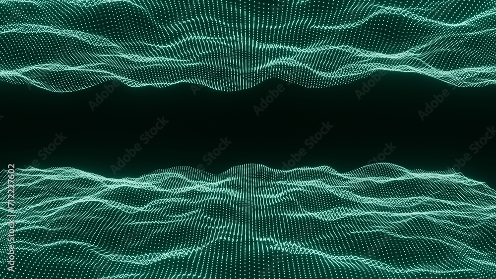 Aufkleber technology digital wave background concept. beautiful motion waving dots texture with glowing defocu