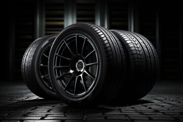 Well organized stacks of tires