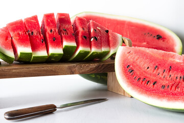 Fresh watermelon on a white background. Place for text