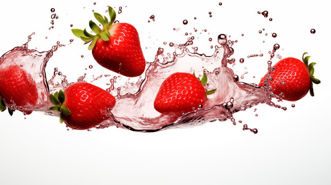 Strawberry pictures splashing in water
