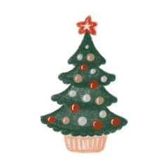 Pencil drawing of Christmas tree, vector illustration cut out isolated on white