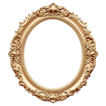 Vintage gold frame, isolated on white. Generative Ai. 