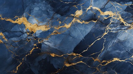 Fototapeta premium Luxury blue marble texture with golden veins concept background. Created with Generative AI