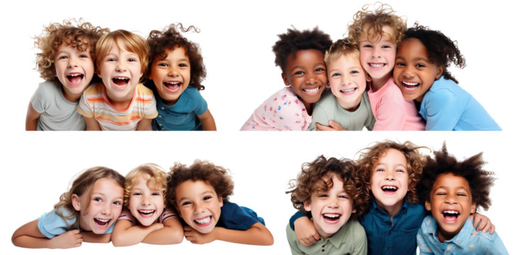 Set of happy kids having fun, cut out