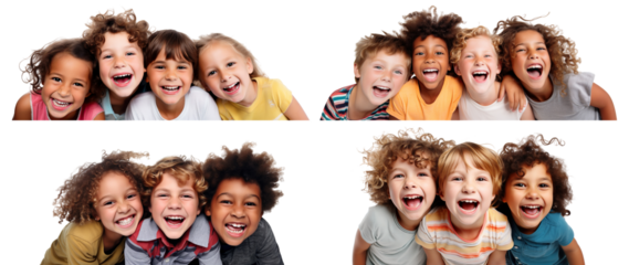 Set of happy kids having fun, cut out