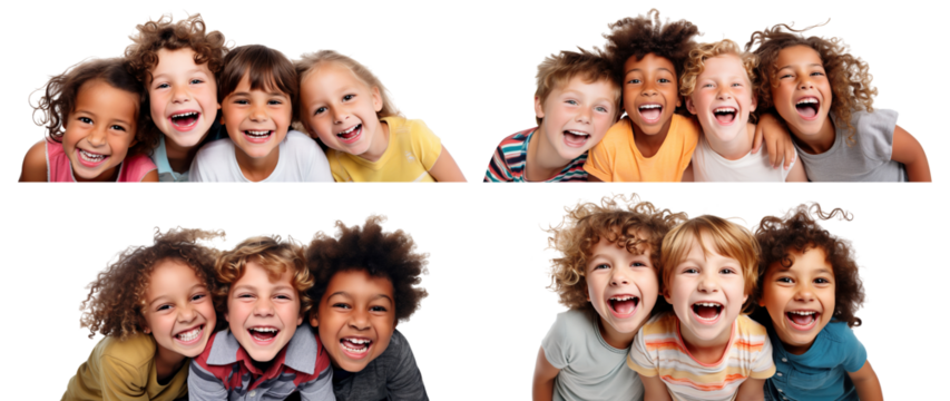 Set of happy kids having fun, cut out