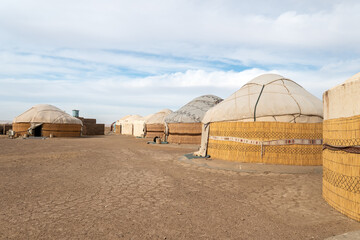 Uzbekistan, yurt camp in Kyzylkum desert.