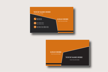 Business card design template, Clean professional business card template.yellow and dark black colourful modern creative business card and name card horizontal simple clean template design.