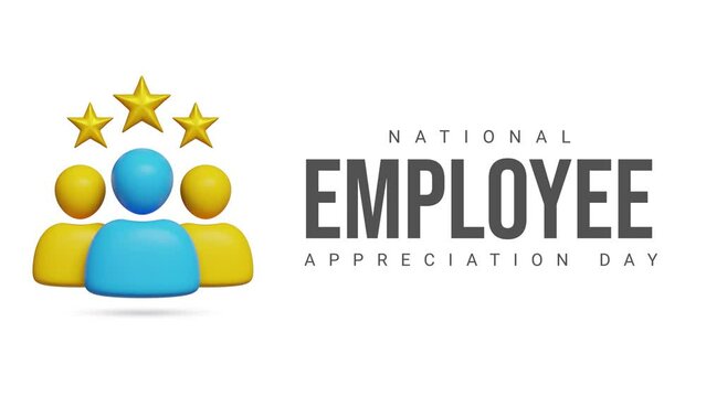 National Employee Appreciation Day 4k typography animation. Top employee, satisfaction, performance. Employee appreciation day video animation