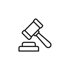 Gavel line icon isolated on transparent background