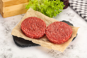 Raw beef  burger cutlet for grill