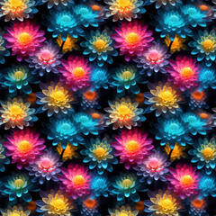 Obraz na płótnie Canvas Seamless pattern with flowers. Glowing puff flowers
