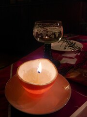 Romantic evening with wine ecological candle made from orange peel and olive oil - 712234480