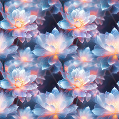 Fototapeta premium Seamless pattern with flowers. Glowing puff flowers