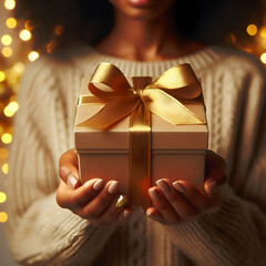 Woman Hands Holding Gift Box