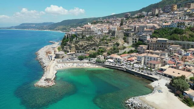 Pizzo Old Town and Coastline of Calabria in Italy - Aerial 4k Circling