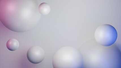 3D Rendering abstract ball with blue and pink light Basic white background