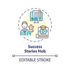 2D editable multicolor success stories hub icon, simple isolated vector, thin line illustration representing extracurricular activities.