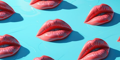 Background pattern of female lips pale soft color - obrazy, fototapety, plakaty